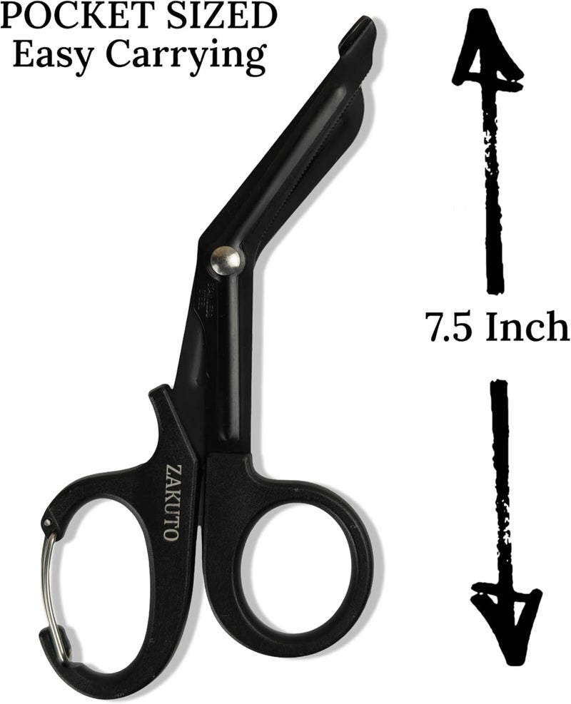 Zacuto Trauma Shears 2-Pack, 7.5" - Medical Scissors for Nurses, EMT & Doctors | Heavy Duty Bandage Scissors Non-Slip Grip, Carabiner clip, Stainless Steel Blades | Professional Medical Nursing Shears - Image 3